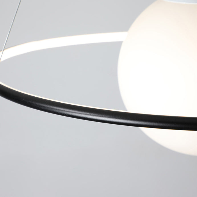 Lustre LED en forme de cercle minimaliste moderne en fer, silicone et aluminium pour salon 