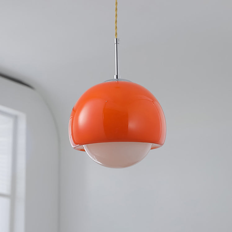 Moderne minimalistische runde Kugel Glas Eisen 1-Licht Pendelleuchte für Wohnzimmer 