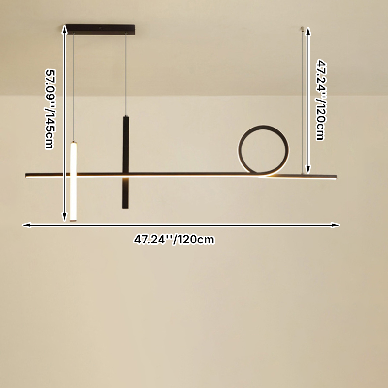 Lustre LED en acrylique aluminium fer à long bande moderne minimaliste pour salle à manger 