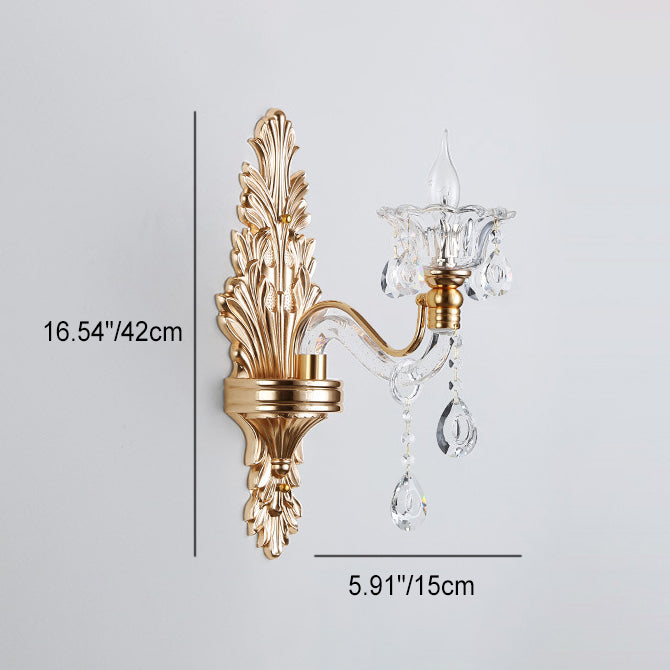 Contemporary Nordic Crystal Flower Candlestick 1/2-Light Wall Sconce Lamp For Living Room