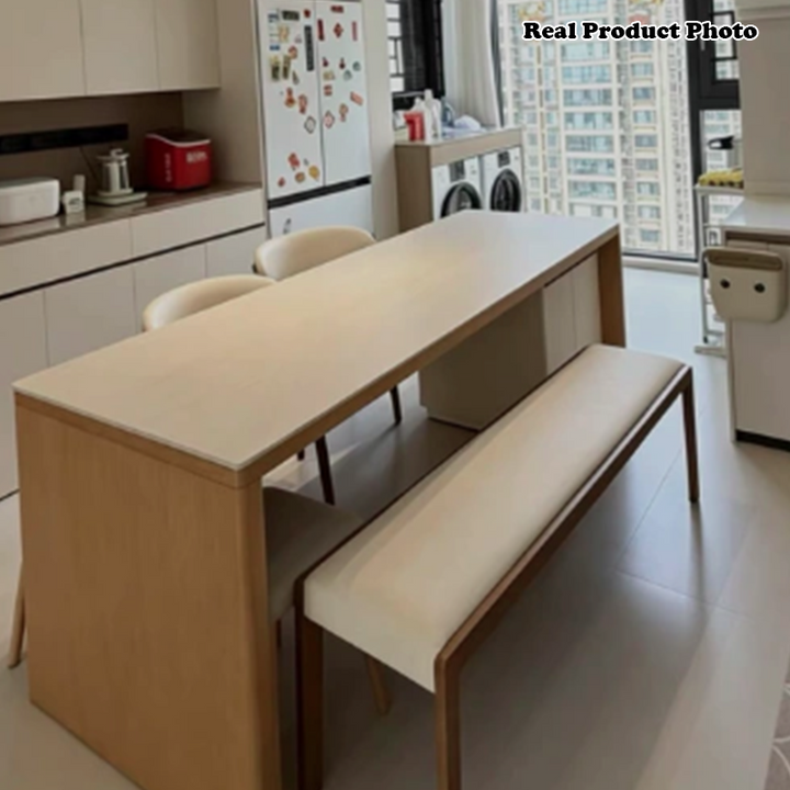 Contemporary Scandinavian Rectangular Ash Wood Microfiber Leather Sponge Bench Backless Armless For Entryway