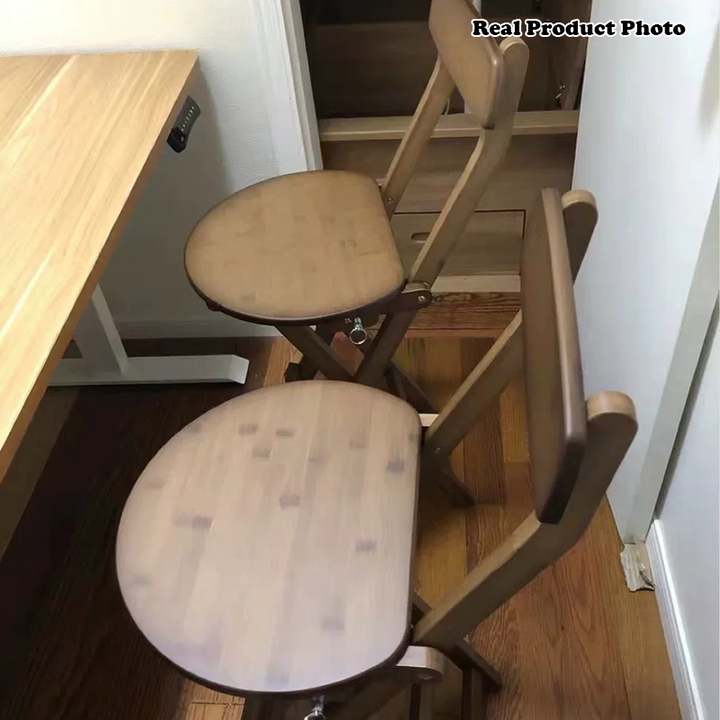 Zeitgenössischer Retro-runder, klappbarer Bambus-Barhocker mit Rückenlehne für das Esszimmer 
