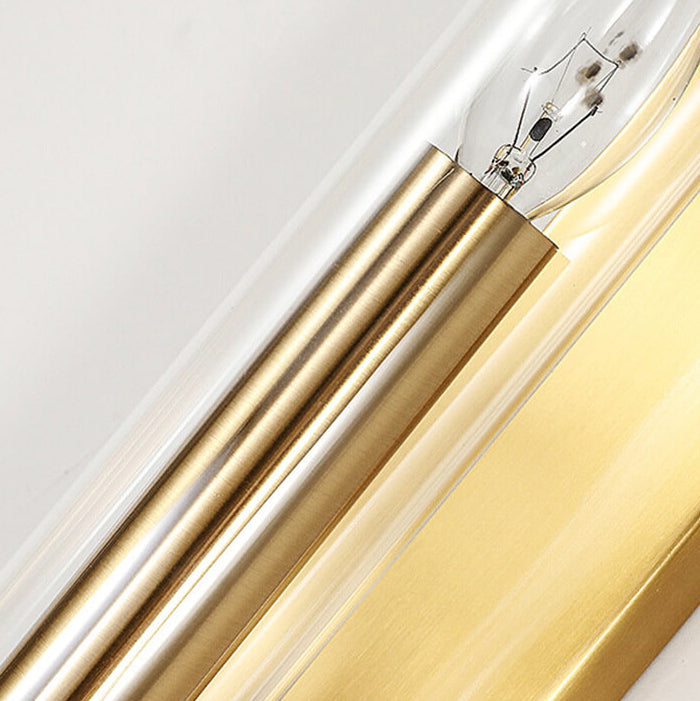 Applique Murale à LED avec Cadre en Verre Cylindrique Finition Dorée de Luxe Moderne pour Salon 