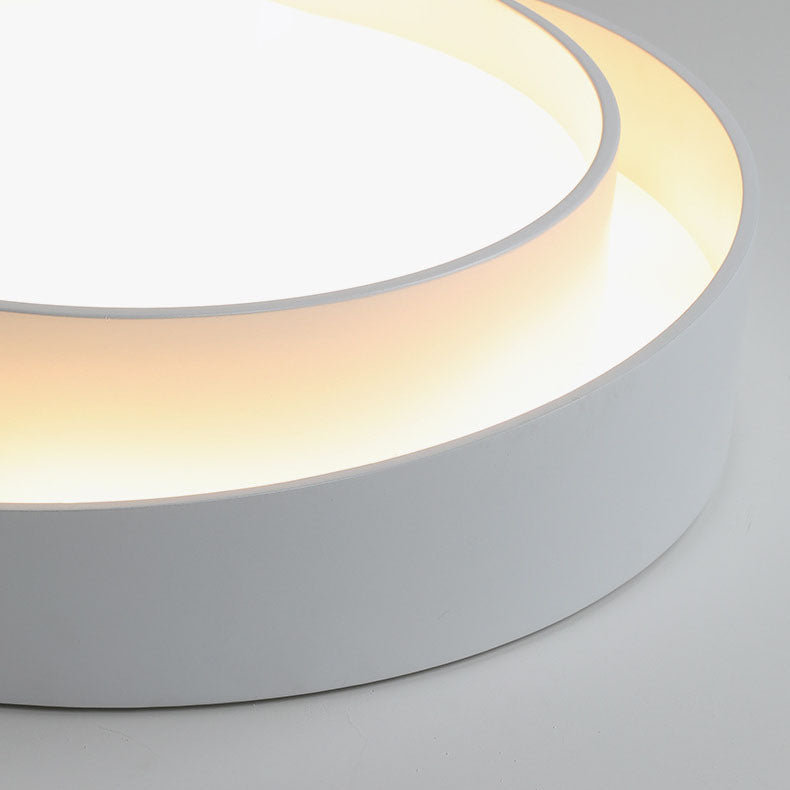 Simplicité Contemporaine Plafonnier LED en Fer à Deux Couches avec Abat-jour Rond pour Salon 