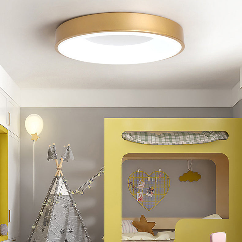 Plafonnier LED rond minimaliste moderne en fer et acrylique pour chambre à coucher 