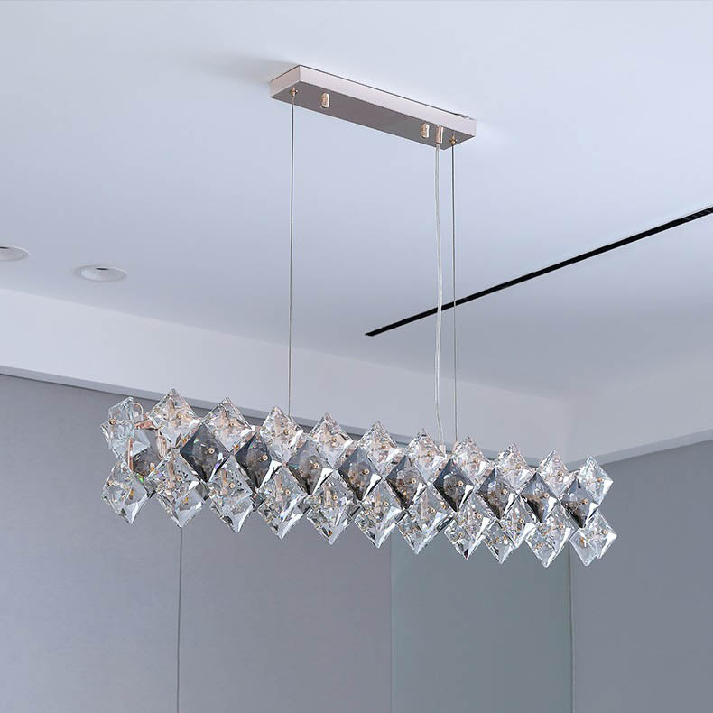 Lustre contemporain en cristal de luxe avec matériel plaqué en cercle de diamant 5/6/7/8/10/14 lumières pour salon 
