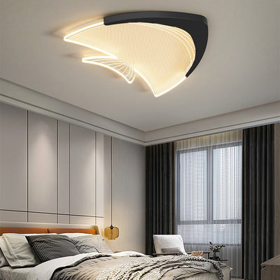 Modern Art Deco Fish Acrylic Aluminum LED Flush Mount Ceiling Light For Bedroom