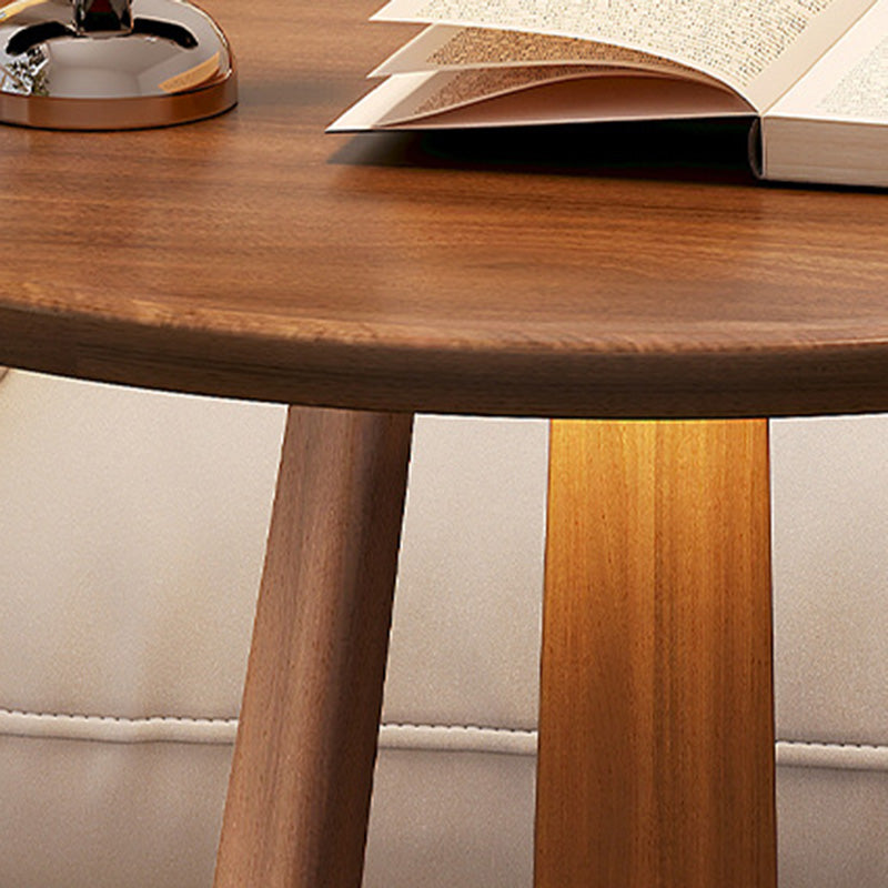 Table basse ronde en bois nordique contemporaine à 2 niveaux pour salon 