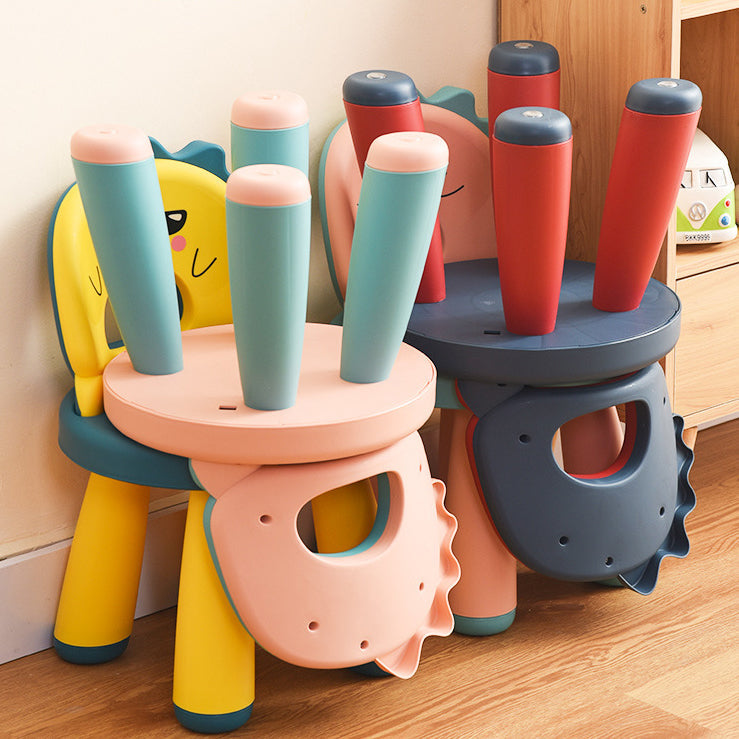 Tabouret rond en plastique pour enfants créatif contemporain avec dossier en forme de dinosaure pour le salon 