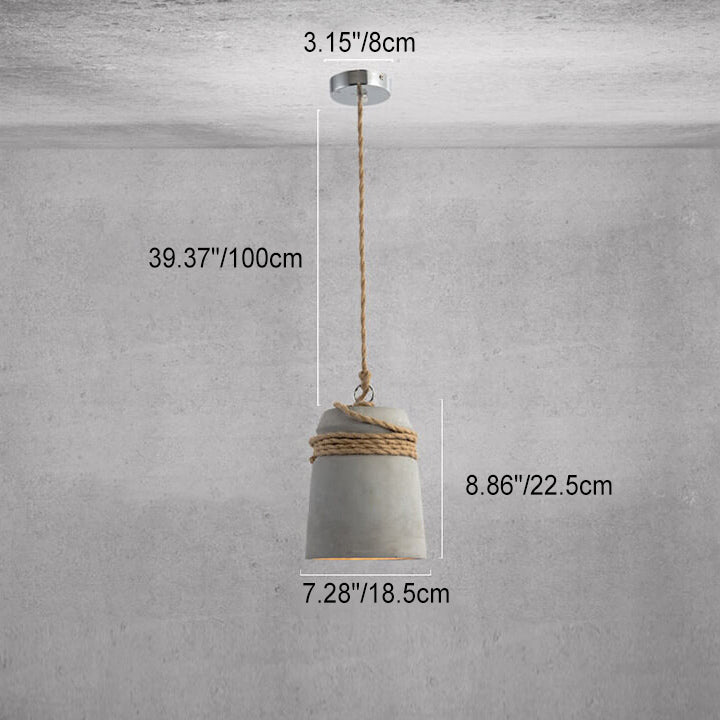 Zeitgenössische industrielle Zylinder-Zement-Pendelleuchte mit 1 Licht für Wohnzimmer 