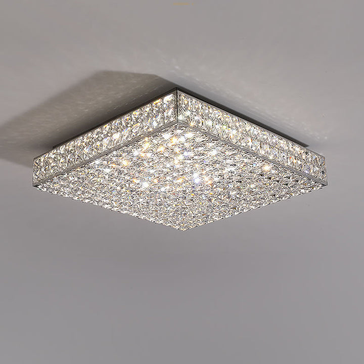 Moderne Luxus Edelstahl Kristall Quadrat Rechteckigen Würfel LED Unterputz Deckenleuchte Für Wohnzimmer 