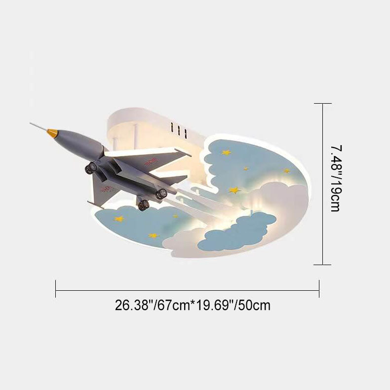 Lumière de plafond LED encastrée en acrylique réglable pour enfants créatifs avec avion de dessin animé 