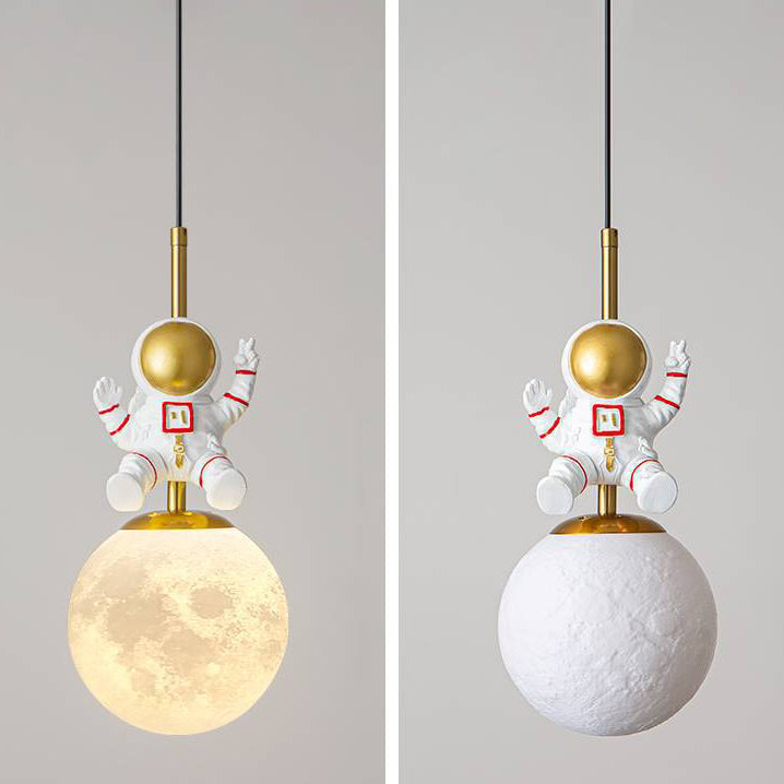 Suspension contemporaine pour enfants nordiques Orb Astronaut en résine de fer 1 lumière pour chambre 