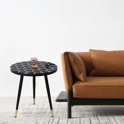 Table basse ronde moderne minimaliste en verre avec capteur en acier au carbone pour salon 