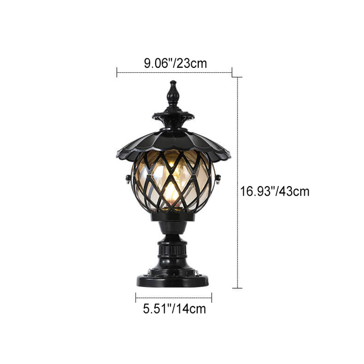 Traditional European Outdoor Lotus Column Head Light 1-Light Waterproof Garden Landscape Light For Outdoor