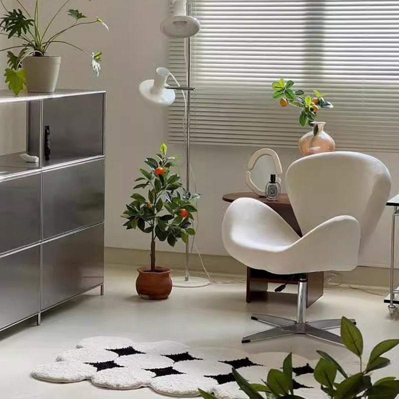 Moderner minimalistischer umwickelter gepolsterter Flanell-Lammfell-Beweglicher Schreibtischstuhl Rückenlehne Armlehne für das Home Office 