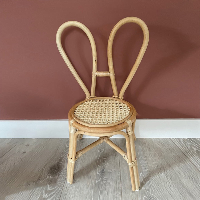 Tabouret rond en rotin tressé traditionnel japonais avec dossier en nœud papillon pour entrées 