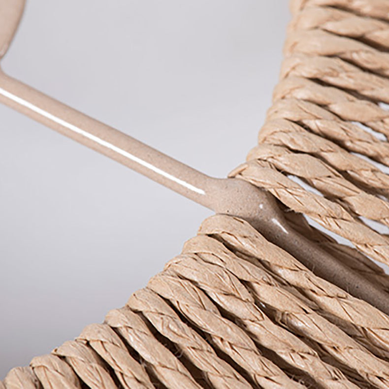 Chapeau traditionnel rustique en paille tissée, corde en papier de fer, suspension à 1 lumière pour salon 