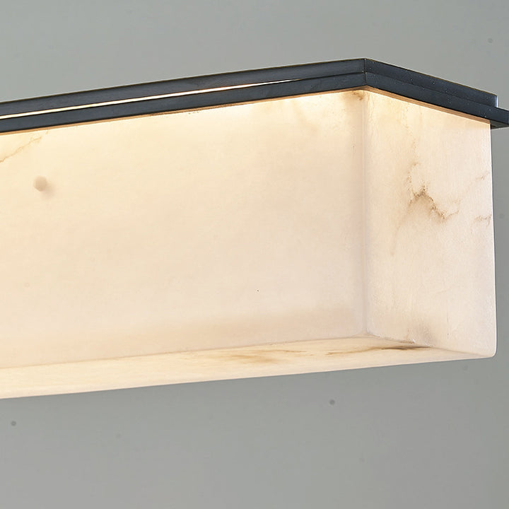 Lámpara colgante de isla LED de mármol de cobre rectangular chino tradicional para comedor 