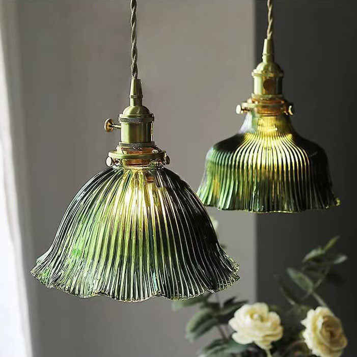 Luz colgante de 1 luz de vidrio de nogal de cobre minimalista moderno nórdico 