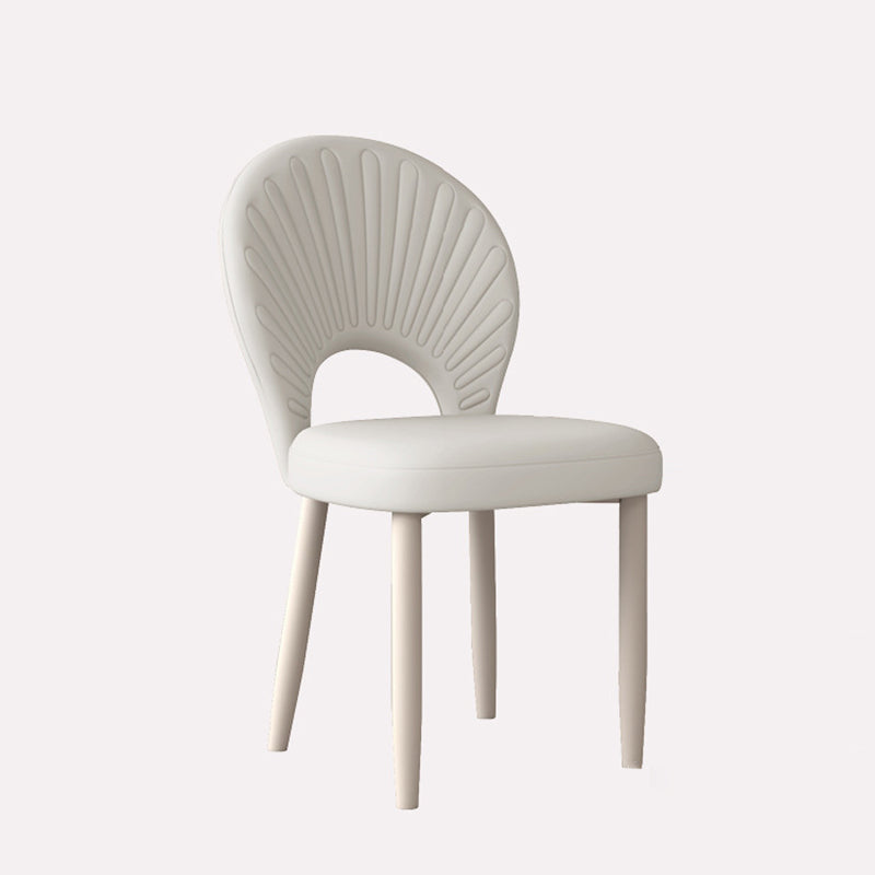 Moderner minimalistischer gebogener halbrunder quadratischer PU-Leder-Eisen-Esszimmerstuhl ohne Armlehne für das Esszimmer 