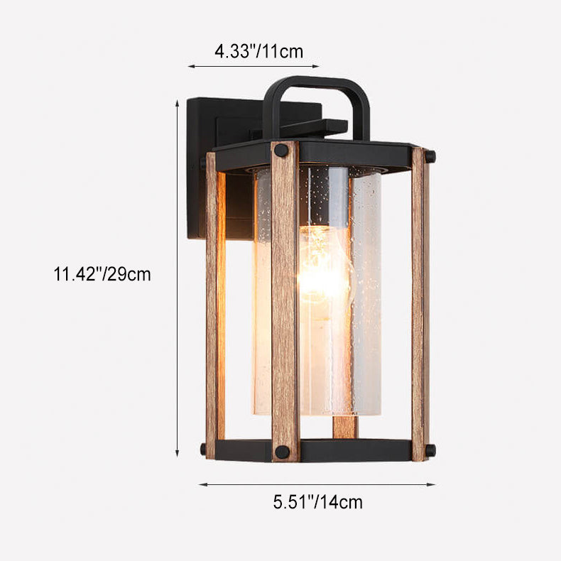 Lámpara Aplique de Pared Exterior de 1 Luz de Vidrio y Aluminio Hierro Rectangular de Simplicidad Moderna para Patio Exterior 