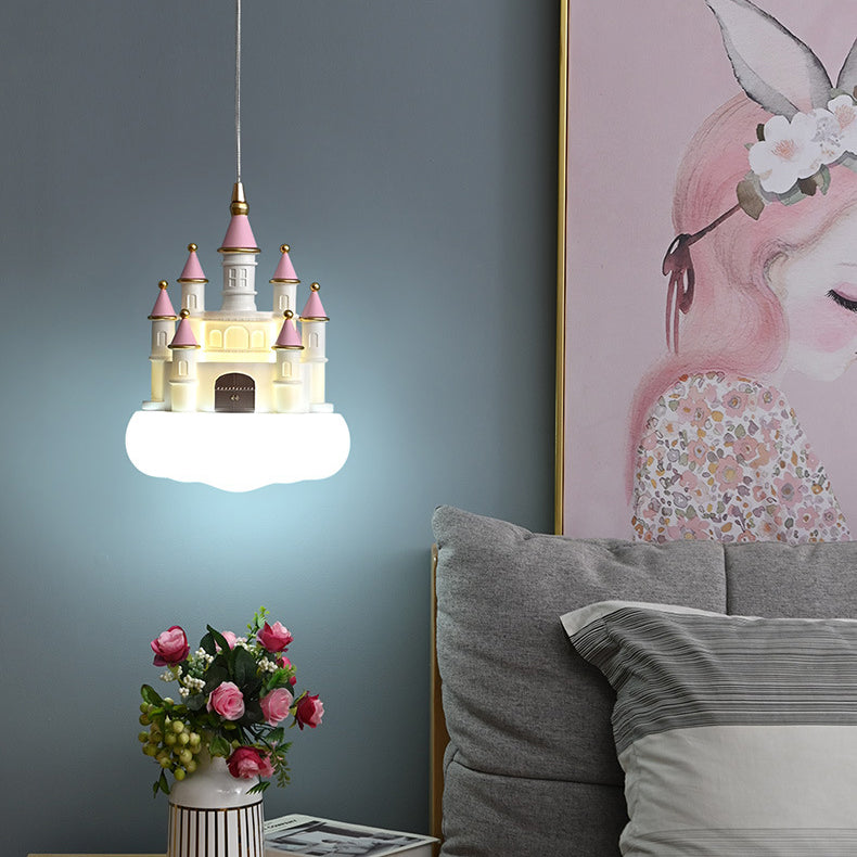 Contemporary Creative Cartoon Castle Design LED Pendant Light For Bedroom