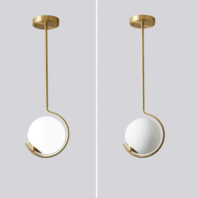 Boule de Verre Nordique Contemporaine Fer Suspension Luminaire 1-Lumière Pour Salon 