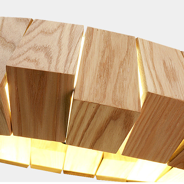 Zeitgenössische skandinavische Runde fliegende Untertasse Holz Glas LED Kronleuchter für Wohnzimmer 