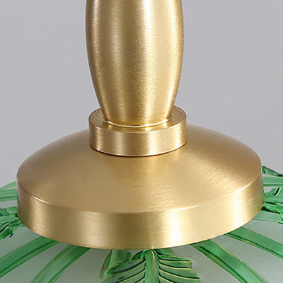 Traditionelle französische Pendelleuchte mit Schale und Blättern, Kupferglas, 1 Licht, für Esszimmer 