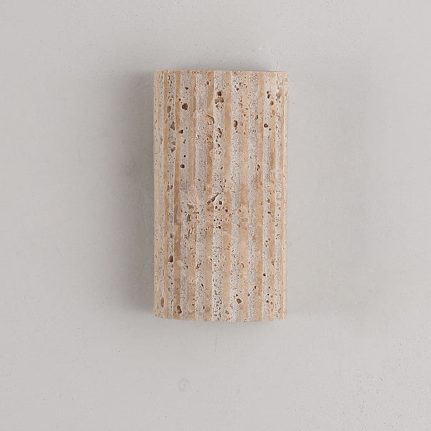 Traditionelle japanische gestreifte beige Travertin-Halbkugel-LED-wasserdichte Wandleuchte für das Wohnzimmer 