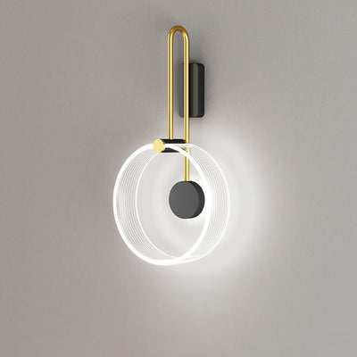 Lámpara de Aplique de Pared LED con Anillo Redondo de Hierro Acrílico Moderno Minimalista para la Mesita de Noche 