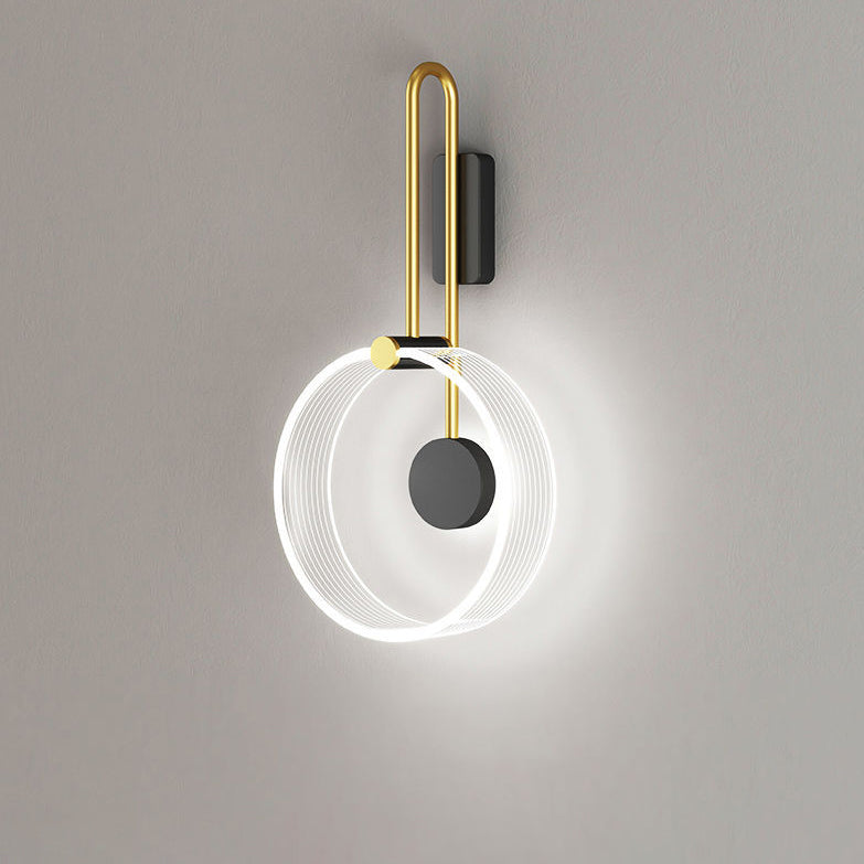 Lámpara de Aplique de Pared LED con Anillo Redondo de Hierro Acrílico Moderno Minimalista para la Mesita de Noche 