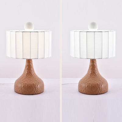 Traditionelle japanische Säule Stoff Harz 1-Licht Tischlampe für Wohnzimmer 