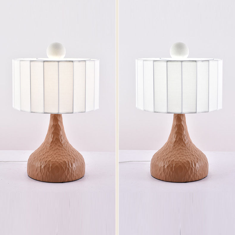Traditionelle japanische Säule Stoff Harz 1-Licht Tischlampe für Wohnzimmer 