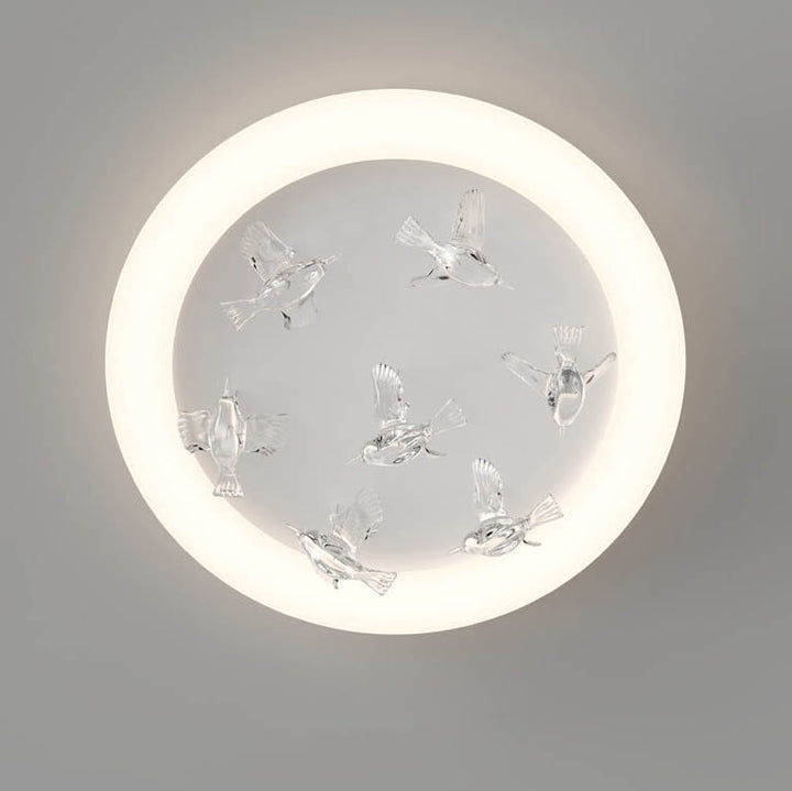 Zeitgenössische nordische runde Vogel Eisen Acryl LED Deckenleuchte für Schlafzimmer 