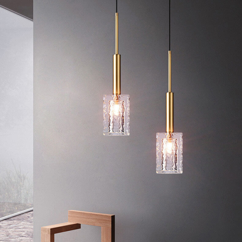 Nordic Light Luxury Crystal Square Copper 1-Light Pendant Light