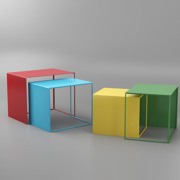 Moderner minimalistischer quadratischer Eisen-Beistelltisch zum Ineinanderstellen für das Wohnzimmer 