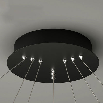 Moderner minimalistischer mehrstufiger Kreis aus Aluminium, Eisen und Silikon, LED-Kronleuchter für Wohnzimmer 