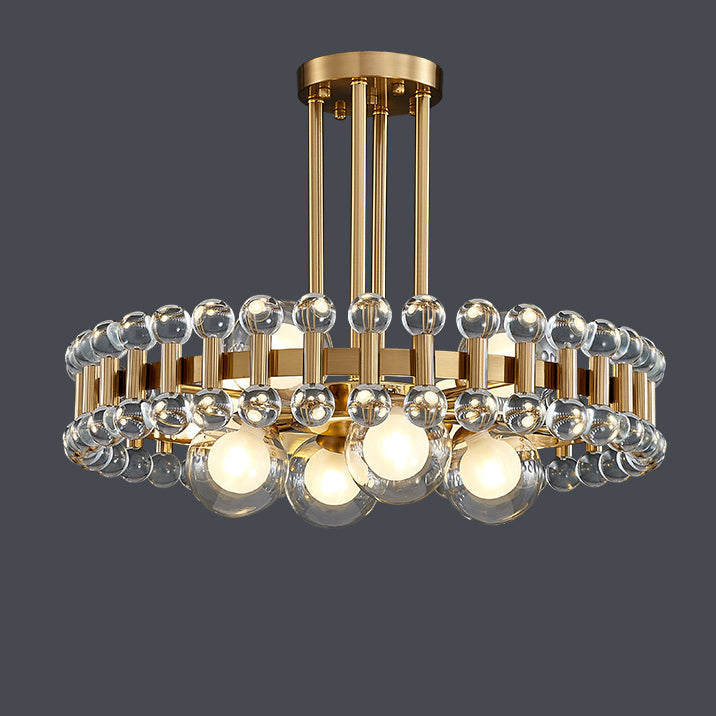 Moderner Luxus Gold Finish Rahmen Bunte Glas Schatten 6/8/10-Licht Kronleuchter Für Wohnzimmer 