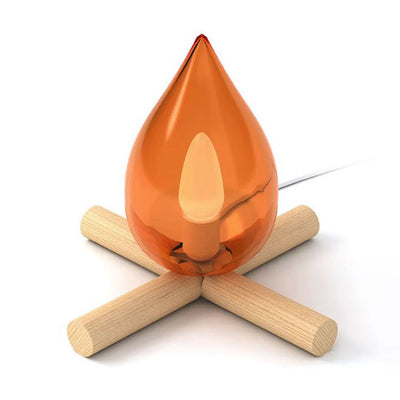 Modern Art Deco Fire Wood Glass 1-Light Table Lamp For Living Room
