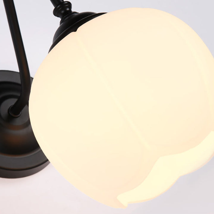 Lámpara Aplique de Pared de 1 Luz de Vidrio de Hierro Floral Moderno Minimalista para Dormitorio 
