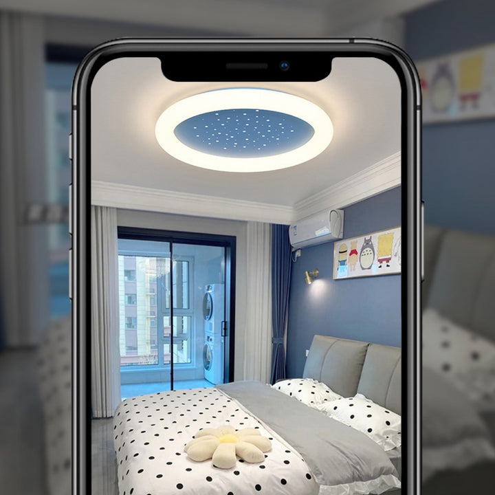 Plafonnier LED rond en fer acrylique simplicité moderne ciel étoilé pour chambre 