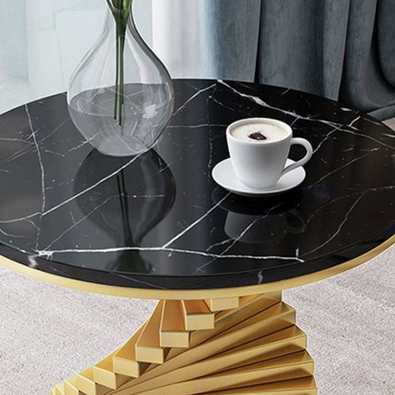 Table basse contemporaine ronde en marbre et métal pour salon 