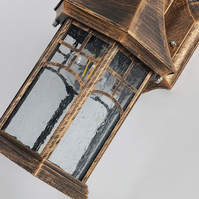 Traditionelle europäische wasserdichte Aluminiumglas konische Prisma 1-Licht Wandleuchte Lampe für Garten 