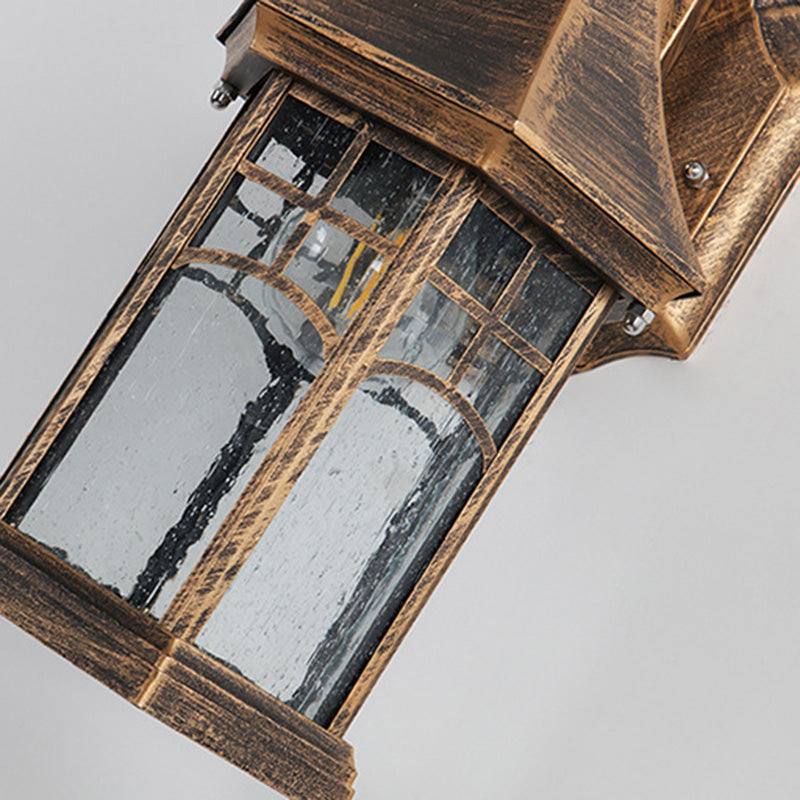 Traditionelle europäische wasserdichte Aluminiumglas konische Prisma 1-Licht Wandleuchte Lampe für Garten 