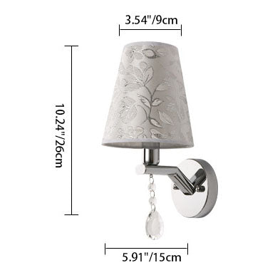 Moderne Übergangs-Blumenmuster-Stoffschirm Galvanisierter Eisenrahmen 1-Licht-Wandleuchte für das Wohnzimmer 