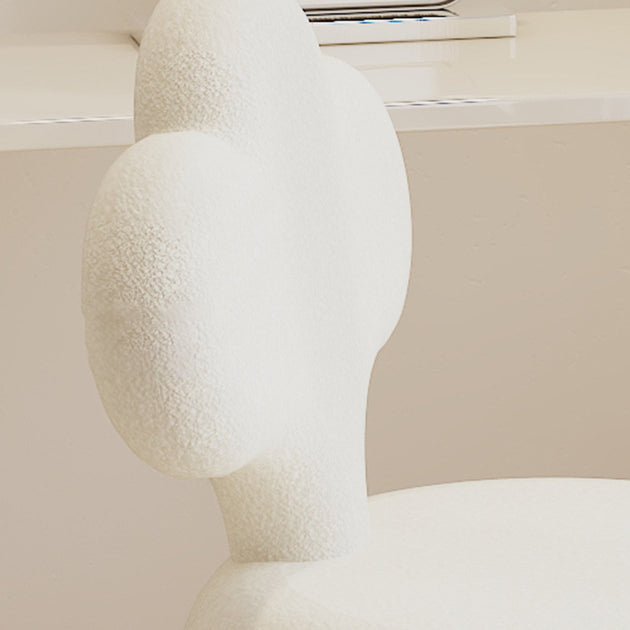 Taburete giratorio de tocador contemporáneo de diseño creativo con forma de nube, tapizado en tela sherpa, con respaldo para dormitorio 