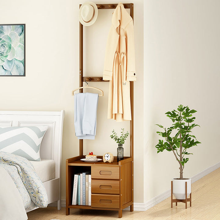 Modern Minimalist Rectangular Coat Rack Nan Bamboo MDF Nightstand 1/3 Drawer For Bedroom