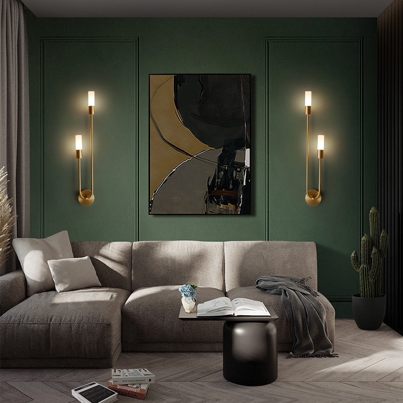 Zeitgenössische nordische Kupfer Acryl Zylinder Ball 1/2/4 Licht Wandleuchte Lampe für Wohnzimmer 